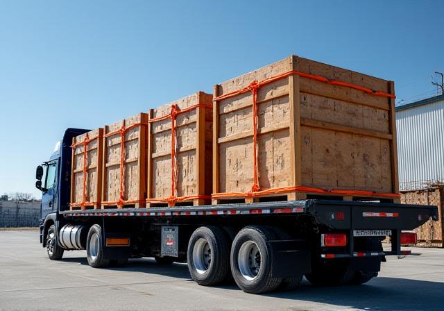 Industrial cargo on a clean flatbed truck